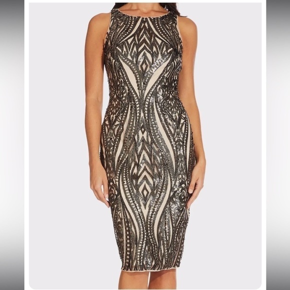 Adrianna Papell Dresses & Skirts - Adrianna Papell  Sequin Halter Sheath Short Dress | size 2